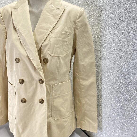 Tory Burch Women’s Polished Poplin Double-Breasted Jacket Size 12 Palestone - Picture 14 of 15